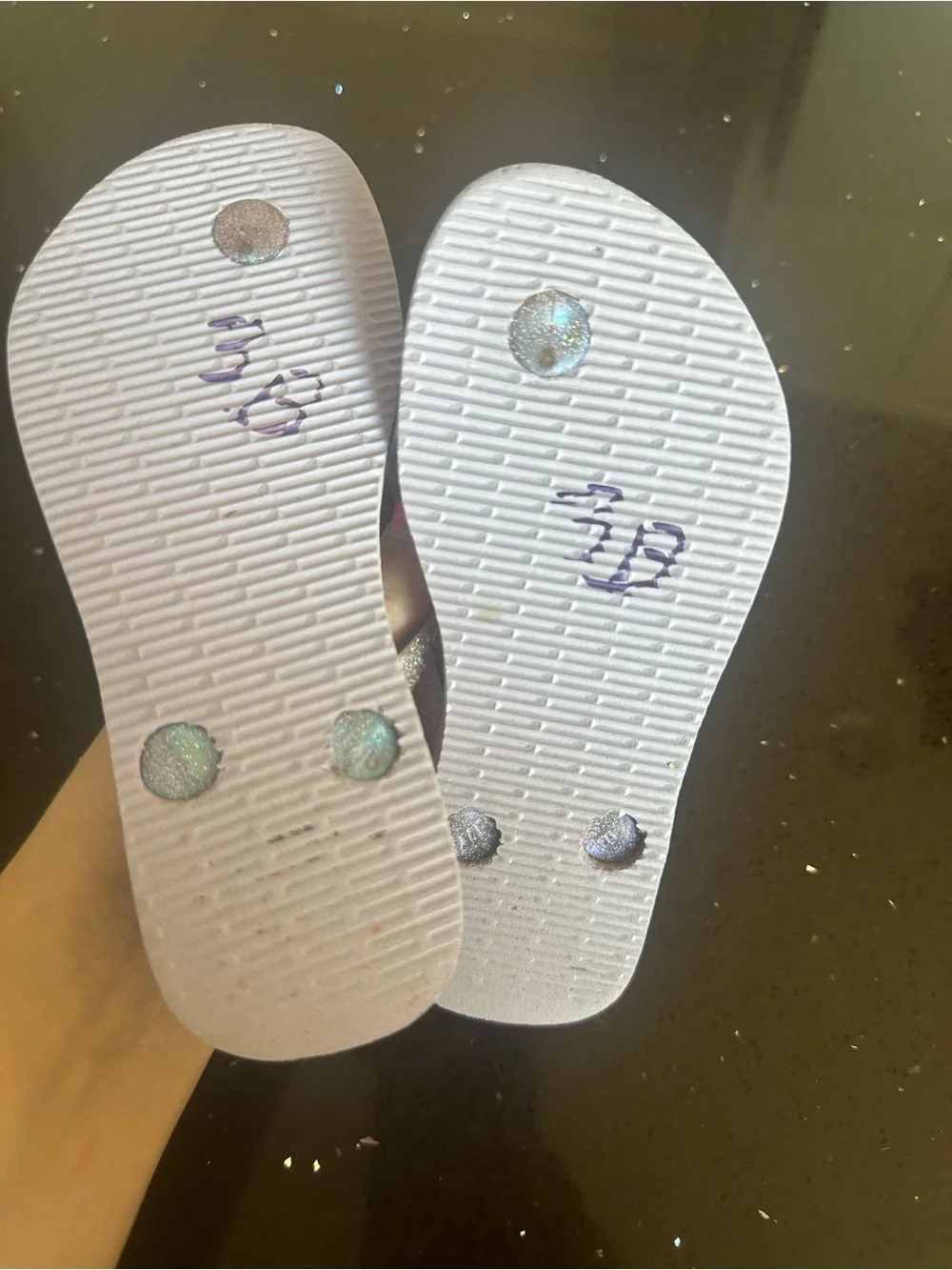 Havaianas Kids White Flip Flops with Sparkle Straps